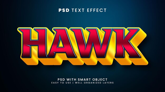 hawk 3d editable text effect with wild and predator text style