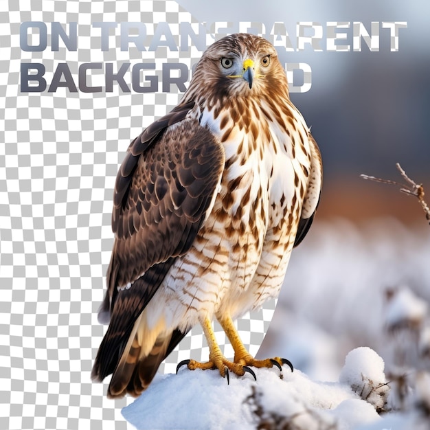 PSD a hawk on a rock with a bird on it