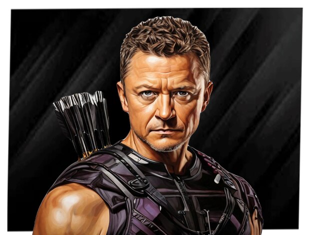 PSD un uomo hawkeye davanti su sfondo nero