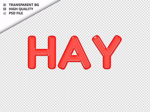 PSD hay typography red text glosy glass psd transparent