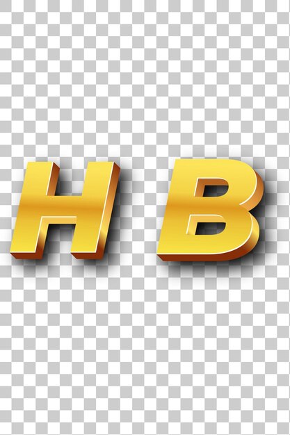 PSD iconica del logo hb gold sullo sfondo bianco isolato trasparente