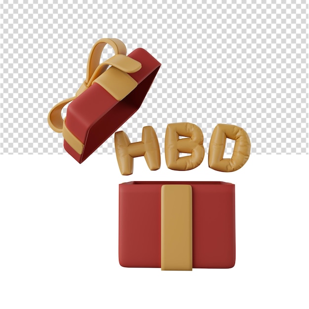 Hbd текстовый шар в открытой подарочной коробке поздравление с днем рождения поздравление с днем рождения