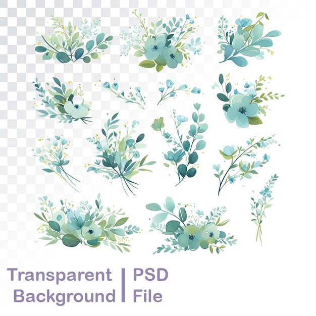 PSD hd quality transparent floral decorative elements