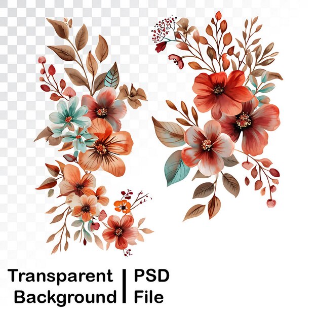 PSD hd quality transparent floral images