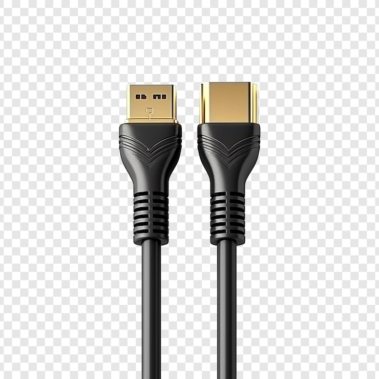 PSD hdmi cable isolated on transparent background