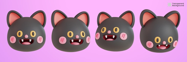 PSD head of black cat 3d illustration