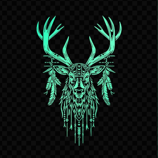 PSD head of a deer with horns on a dark background