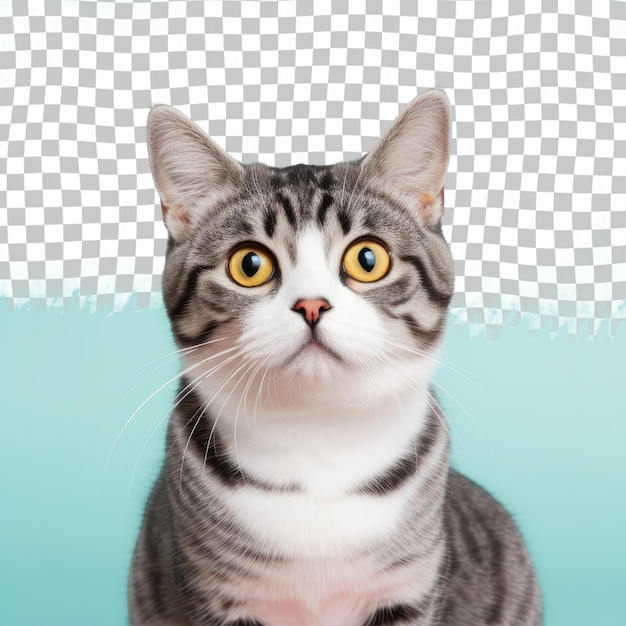 PSD head of a felidae with yellow eyes and whiskers on transparent background