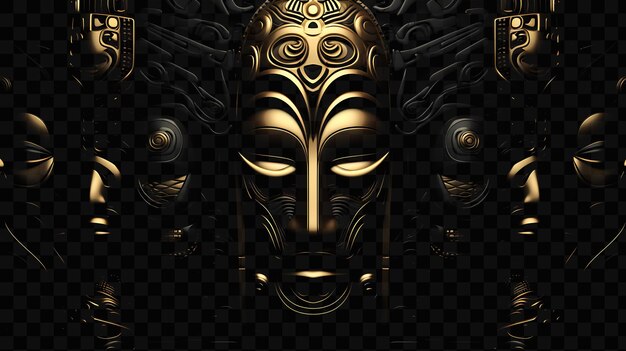 PSD the head of a gold mask with the eyes of a god