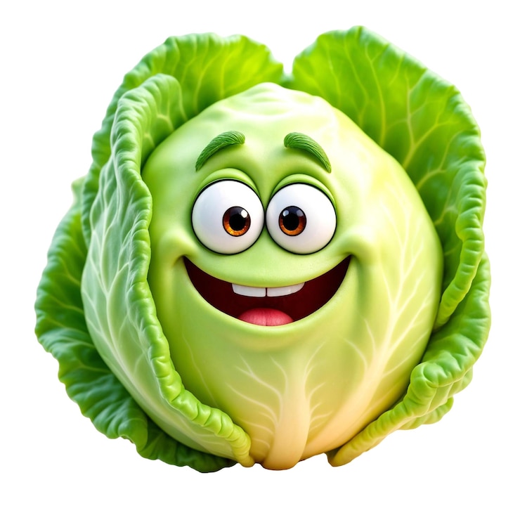 PSD a head of lettuce with a smile on it