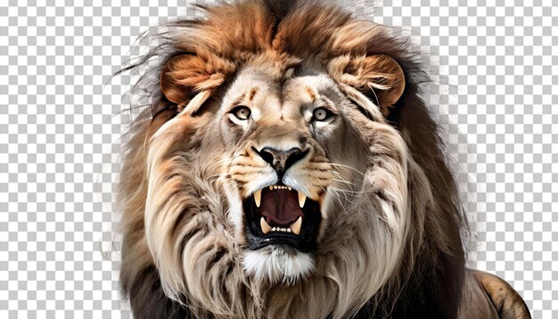 PSD head of lion isolated on transparent background