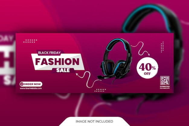 PSD head phone sale social media cover page template and facebook cover