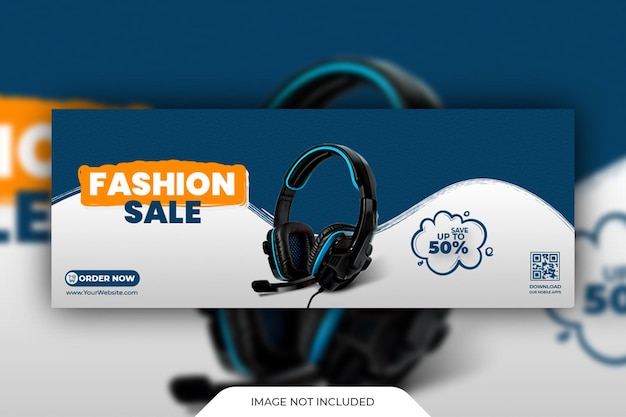 Head phone sale social media cover page template and facebook cover