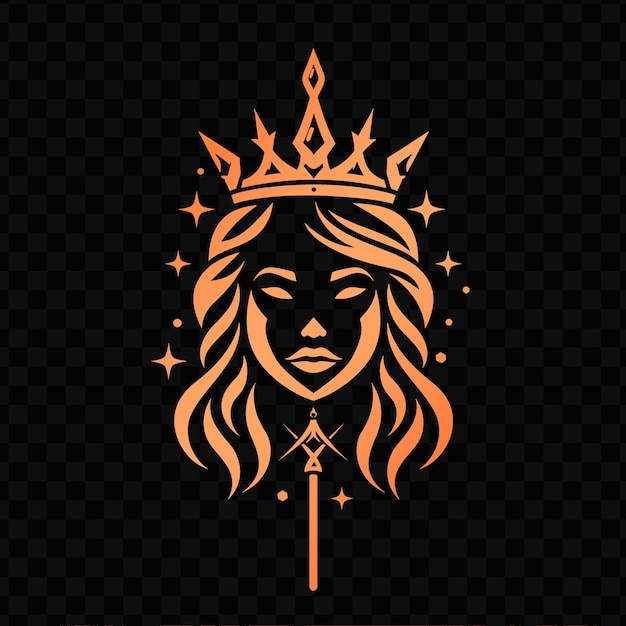 PSD the head of a princess with a crown on a black background