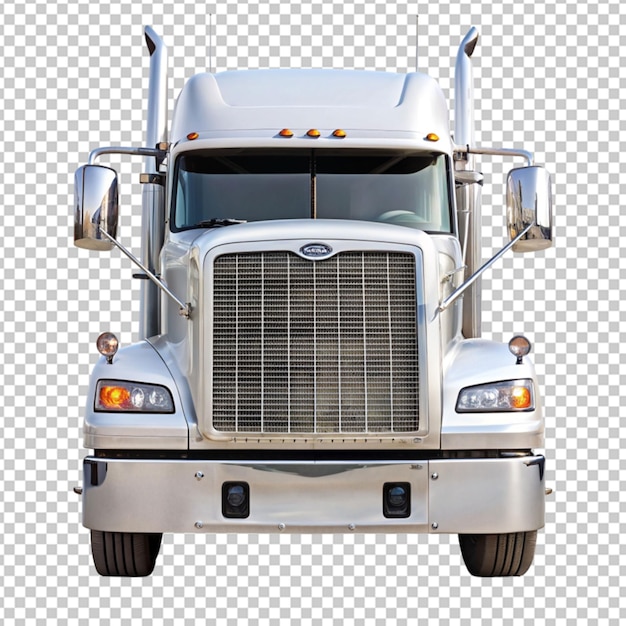 PSD head of a white american truck featuring on transparent background