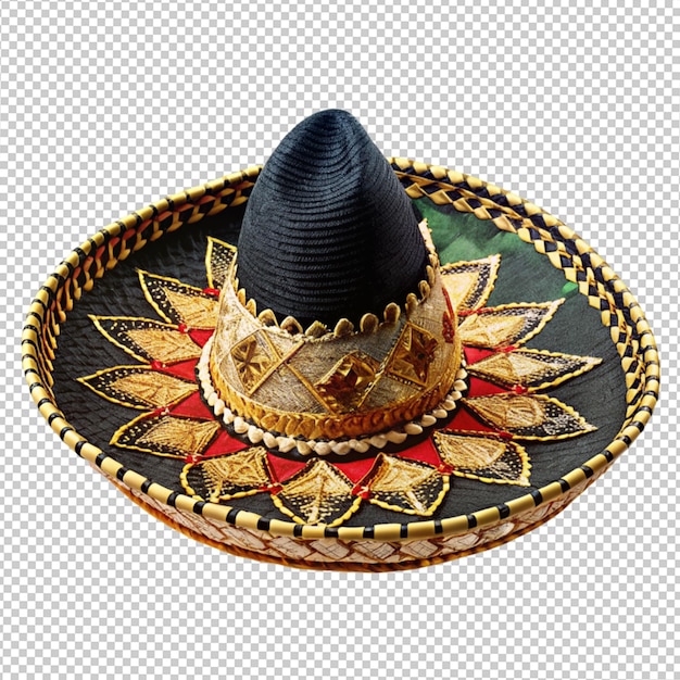 Headdress mexican sombrero mariachi musician hat on transparent background