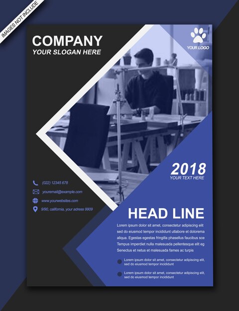 PSD brochure headline flyer blue black modern - formato a3