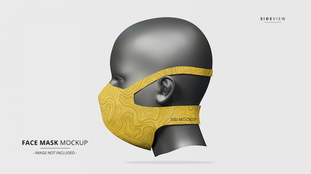 Headloop face mask mockup side view - женский манекен