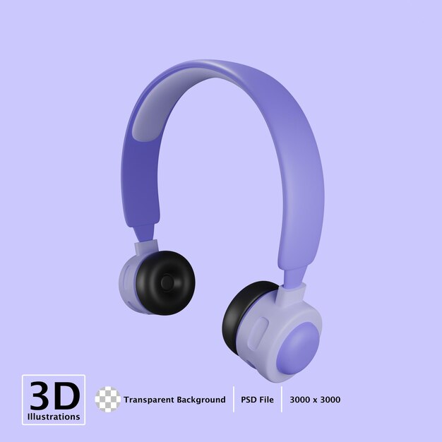 Headphone 3d icon render illustration