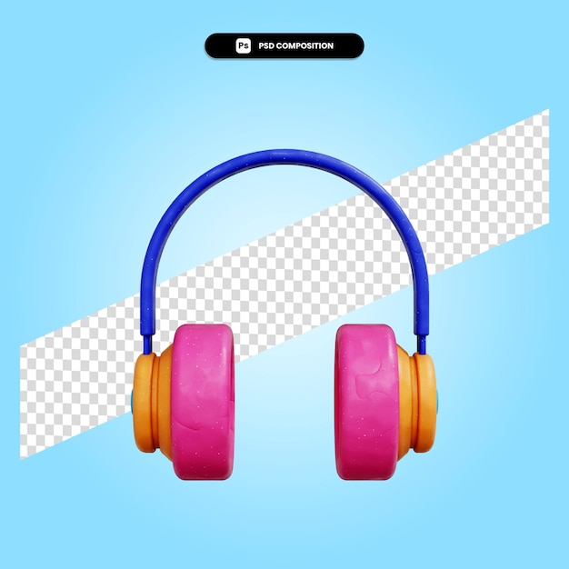 Headphone 3d render illustration isolated