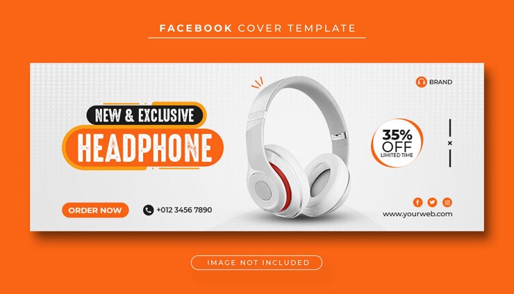 PSD headphone brand product sale facebook cover banner