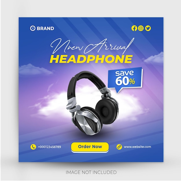 Headphone brand product social media post banner