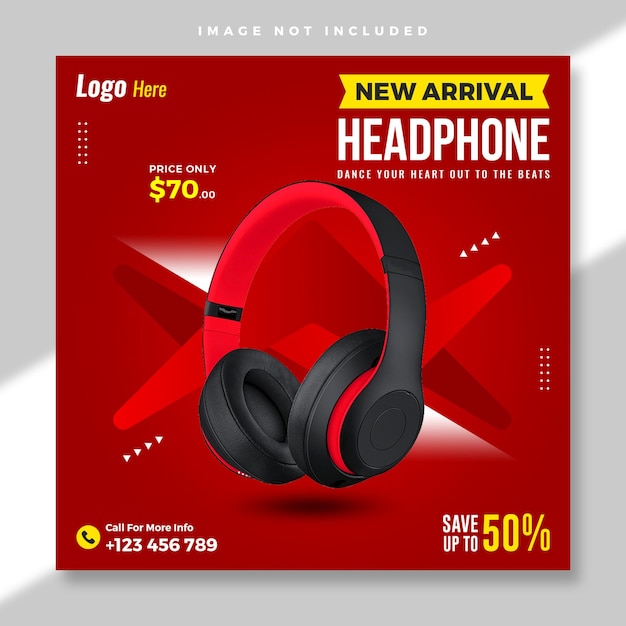 Headphone Brand Promotion Instagram Social Media Banner Templates