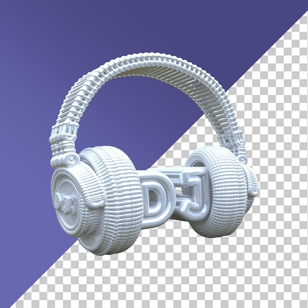 Наушники dj white electronic music 3d render