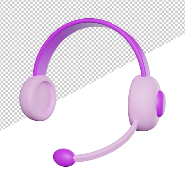 PSD headphone gadget equipmnet side view 3d rendering illustration icon with transparent background