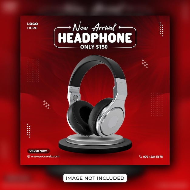 Headphone sale social media Post banner template 