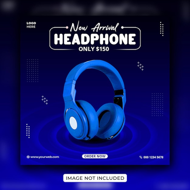 Headphone sale social media post banner template