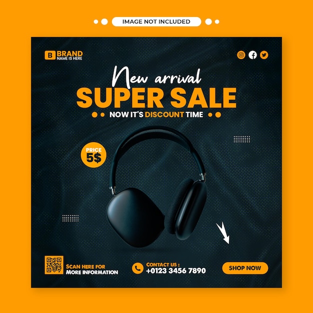 PSD headphone sale social media post template