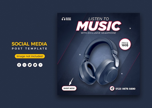 Headphone social media post banner template