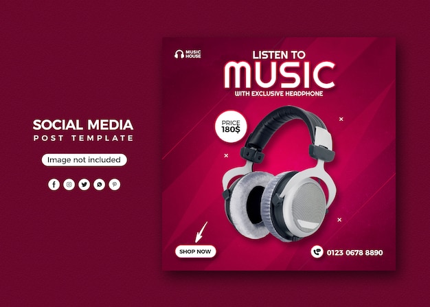 Headphone social media post banner template