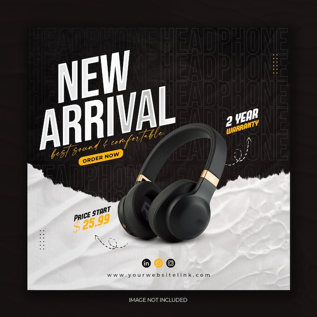 Headphone social post design template