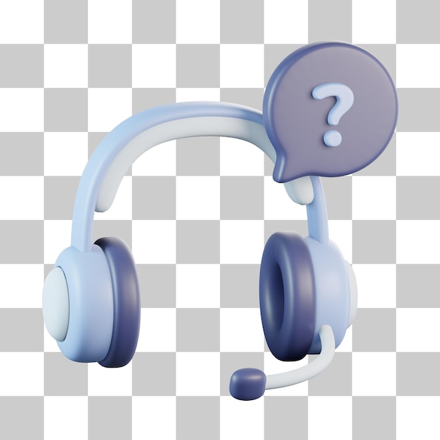 PSD headphone with question mark 3d icon