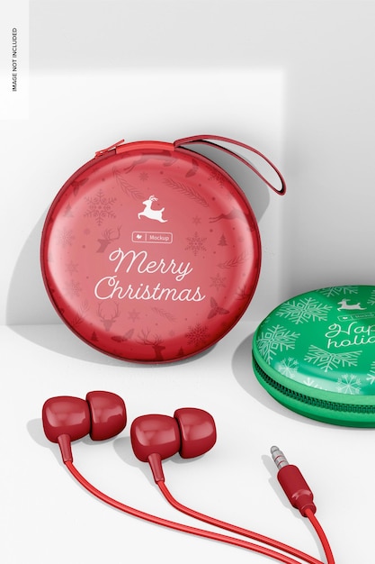 headphones boxes with zipper mockup, front view