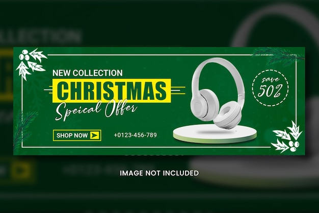 Headphones facebook cover template