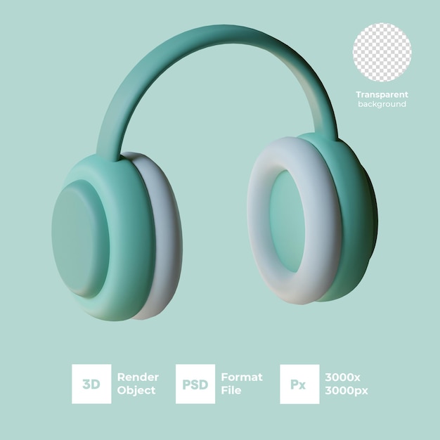 Headphones Icon 3D Render Illustration