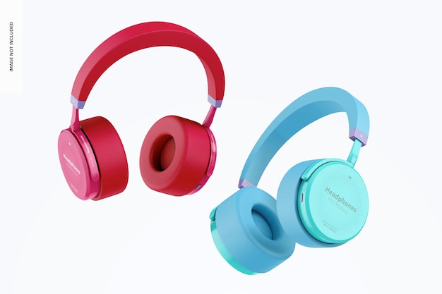 PSD headphones mockup, floating