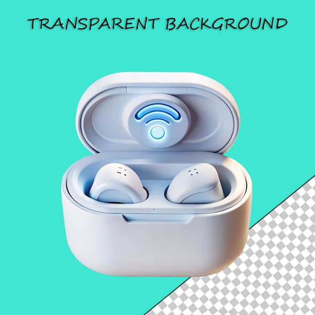 PSD headphones wireless realistic composition with isolated image of phones with power bank dock station