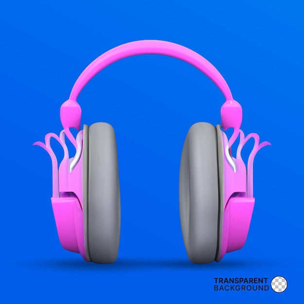 headphones with elements and musical notes 3d illustration