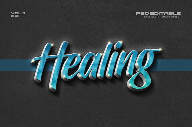 Healing 3d text effect template