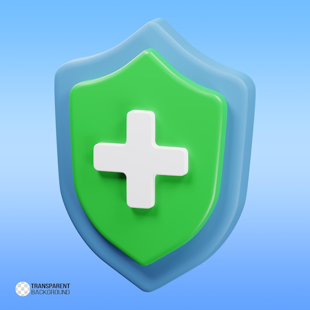 Health care concept shield icon 3d