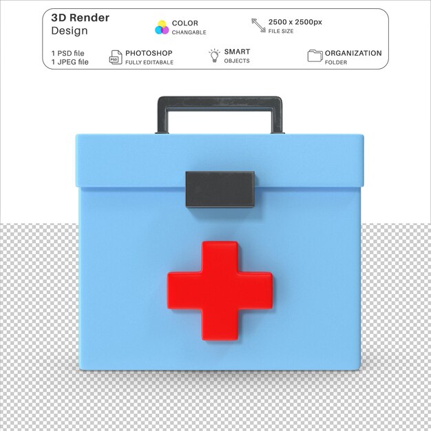 PSD health care first aid kit geneeskunde 3d-modellering psd-bestand