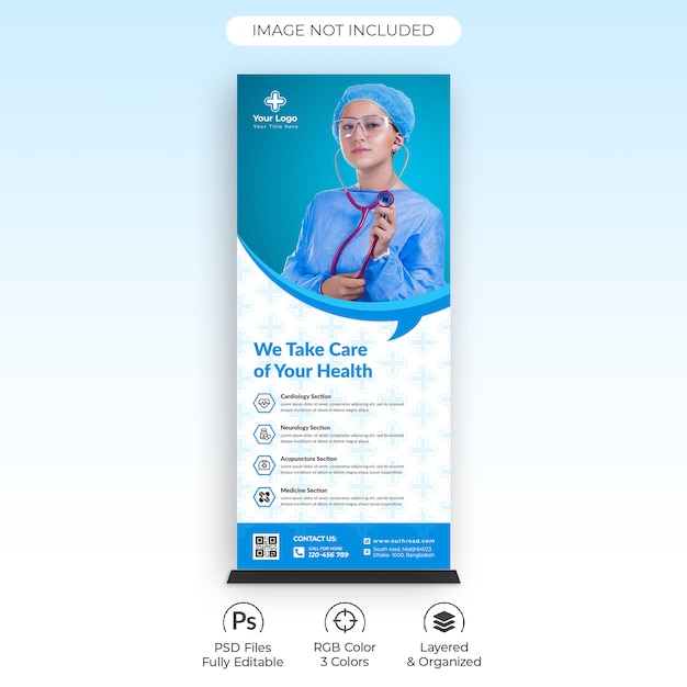 Health Care Medical Roll Up Banner Template