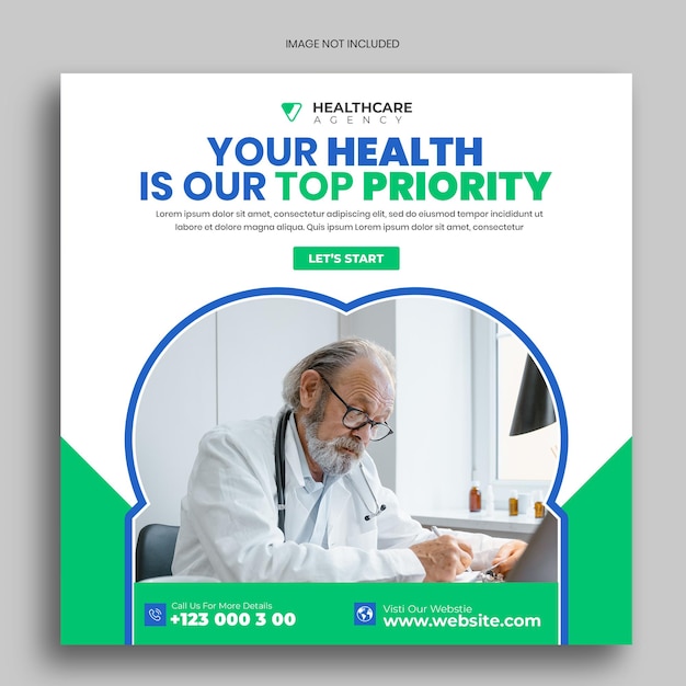 Health care social media post banner template