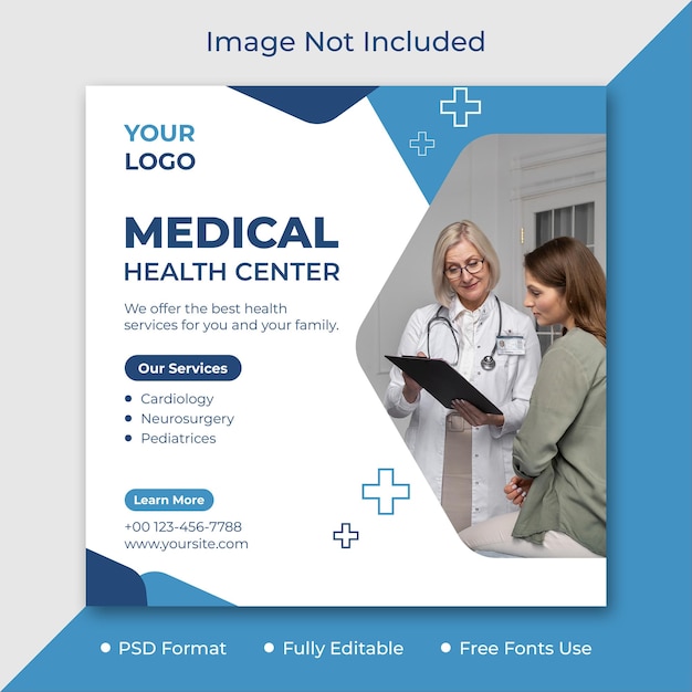 PSD health care social media post design template psd medical banner template design