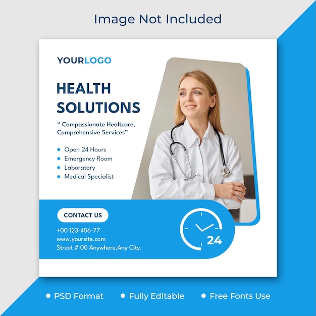 PSD health care social media post design template psd medical banner template design