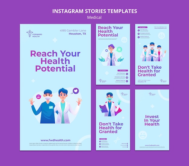 PSD health check-up and care instagram posts collection